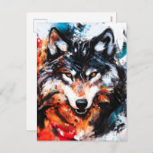 Abstracte wilde wolf feestdagenkaart (Voorkant / Achterkant)