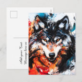 Abstracte wilde wolf feestdagenkaart (Voorkant / Achterkant)