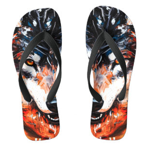 Abstracte wilde wolf teenslippers