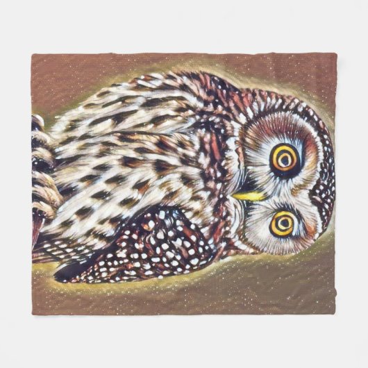 Abstracte Wilderness Forest Owl Art Fleece Deken (Voorkant (Horizontaal))
