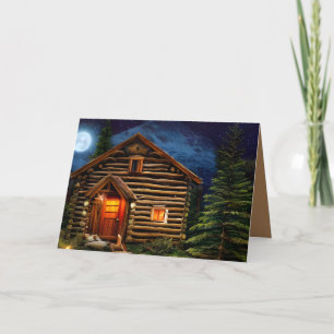 Abstracte Wilderness Little Cabin Bedankkaart
