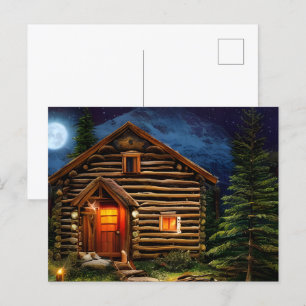 Abstracte Wilderness Little Cabin Briefkaart