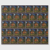 Abstracte Wilderness Little Cabin Cadeaupapier (Vlak)