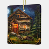 Abstracte Wilderness Little Cabin Keramisch Ornament (Links)