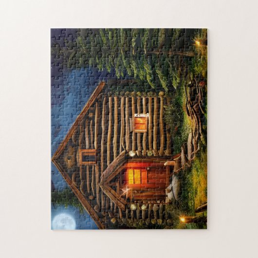 Abstracte Wilderness Little Cabin Legpuzzel (Verticaal)