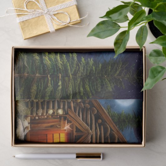 Abstracte Wilderness Little Cabin Tissuepapier (Geschenk)