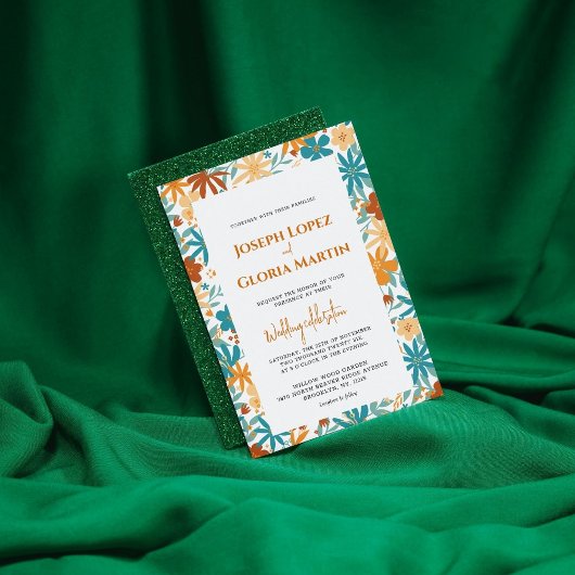 Abstracte Wildflower Chic Bold Bright Boho bruilof Kaart