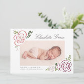 Abstracte Wildflower Fotogeboorte Aankondiging (Staand voorkant)