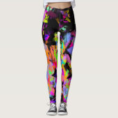 Abstracte willekeurige verf-kleurenexplosie in ber leggings (Voorkant)
