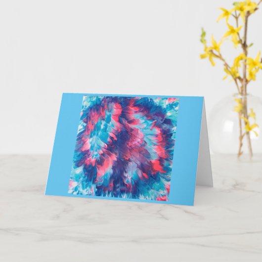 Abstracte Wind Blown Pink Paarse Peace Sign-Kaarte Kaart (Gele Bloem)