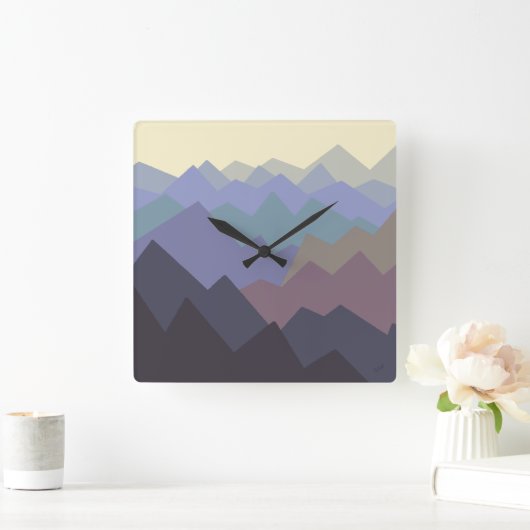 Abstracte winterbergkunst vierkante klok (Huis)