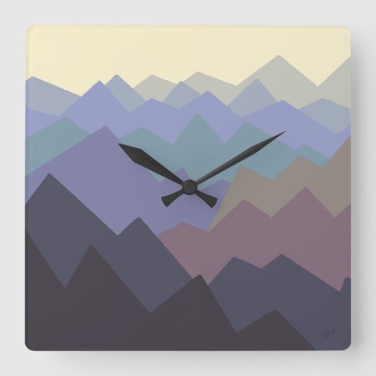Abstracte winterbergkunst vierkante klok (Voorkant)