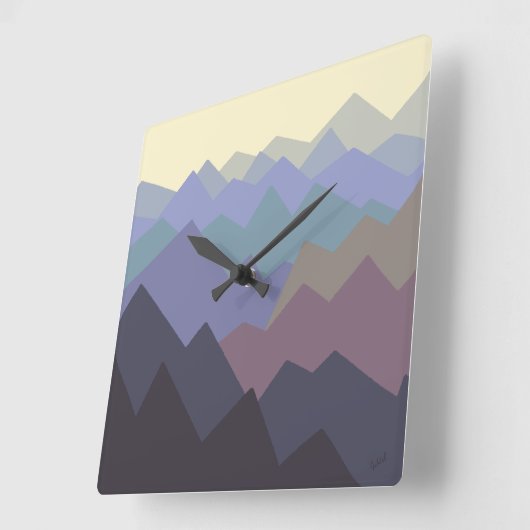 Abstracte winterbergkunst vierkante klok (Hoek)