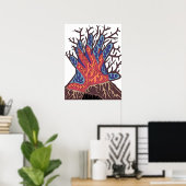 Abstracte winterboom vol vuur en water poster (Thuiskantoor)
