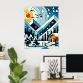 Abstracte wintergeometrie poster (Thuiskantoor)
