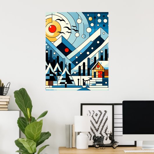 Abstracte wintergeometrie poster (Thuiskantoor)