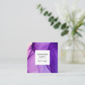 Abstracte   Wispy Paars Alcohol Ink Liquid Art Vierkante Visitekaartje (Staand voorkant)