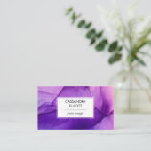 Abstracte   Wispy Paars Alcohol Ink Liquid Art Visitekaartje (Staand voorkant)