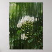 Abstracte witte bloemen door geribd glas Poster (Voorkant)