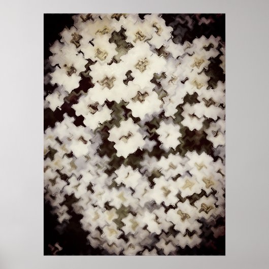 Abstracte witte bloemen poster (Voorkant)