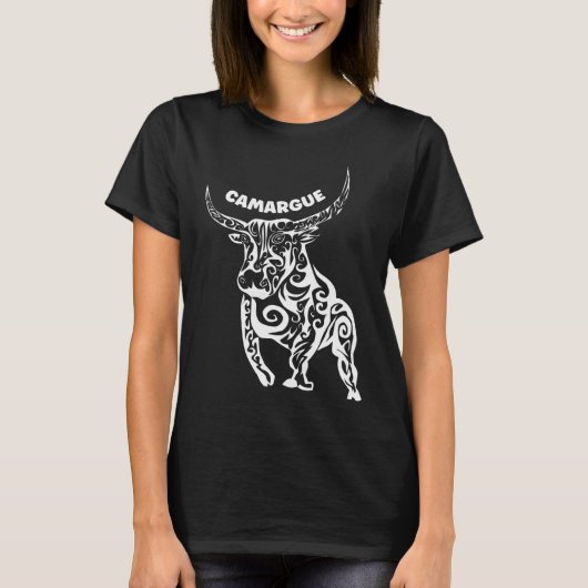Abstracte Witte Camargue Stier T-shirt (Voorkant)