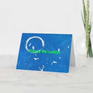 Abstracte witte cirkel op blauw, gelukkige verjaar kaart