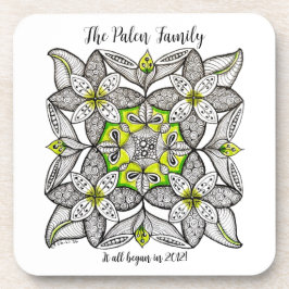 Abstracte Witte Clematis Handgetekende Doodle Bier Onderzetter