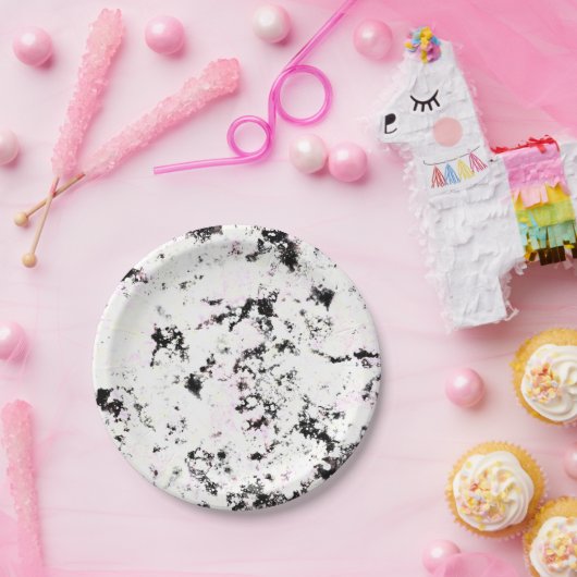 Abstracte witte en zwarte verf met verf papieren bordje (Feest)