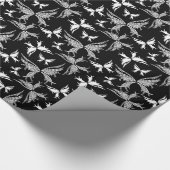 Abstracte witte en zwarte vlinders cadeaupapier (Hoek)