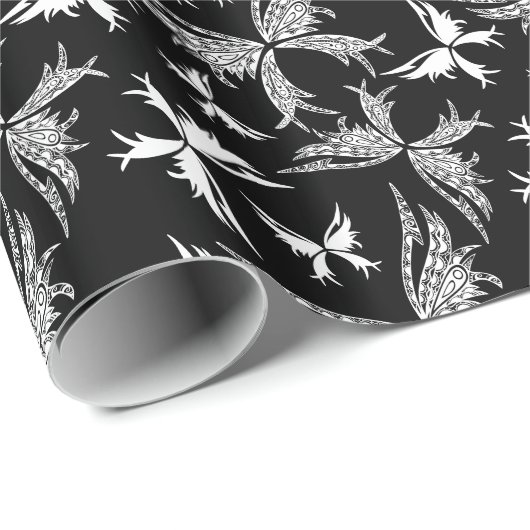 Abstracte witte en zwarte vlinders cadeaupapier (Rol Hoek)