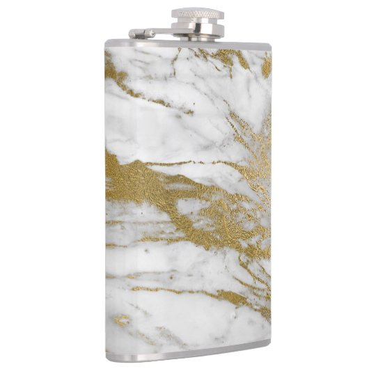 ABSTRACTE WITTE GOUD STAINLLALE STAALFLASK HEUPFLES (Rechts)