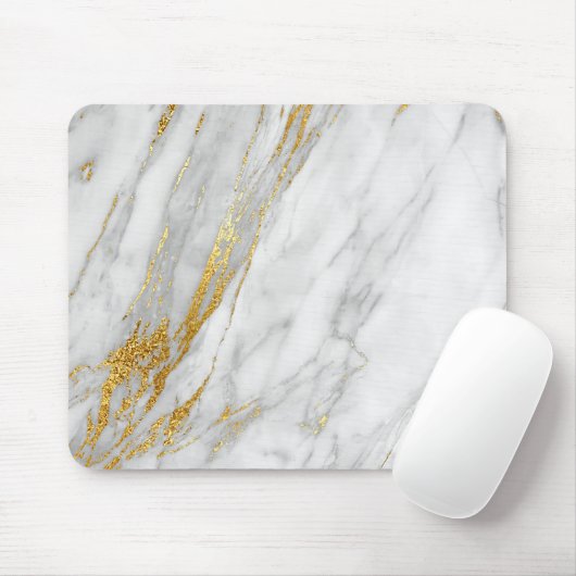 Abstracte witte grijs Carrara Gold Marble Muismat (Met muis)