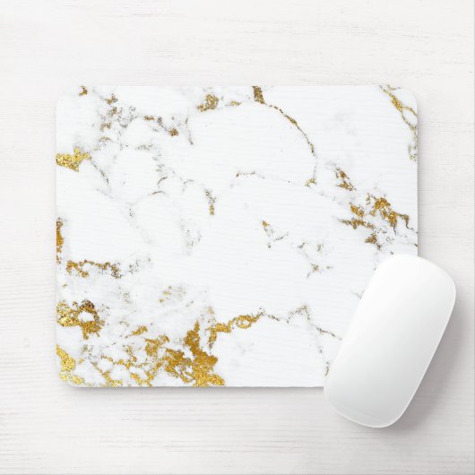 Abstracte witte grijs Carrara Gold Marble Urban Muismat (Met muis)