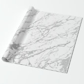Abstracte witte grijze marmer Silver Carrara Shiny Cadeaupapier (Uitgerold)