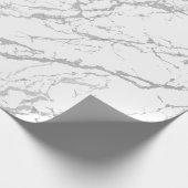 Abstracte witte grijze marmer Silver Carrara Shiny Cadeaupapier (Hoek)