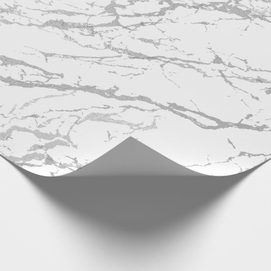 Abstracte witte grijze marmer Silver Carrara Shiny Cadeaupapier (Hoek)