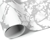 Abstracte witte grijze marmer Silver Carrara Shiny Cadeaupapier (Rol Hoek)