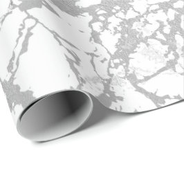 Abstracte witte grijze marmer Silver Carrara Shiny Cadeaupapier