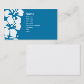 Abstracte Witte Hibiscus Flowers op Blue Visitekaartje (Voorkant / Achterkant)
