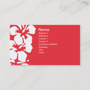 Abstracte Witte Hibiscus Flowers op Red Visitekaartje