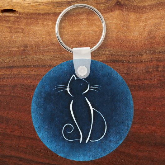 Abstracte witte kat Sleutelhanger (Voorkant)