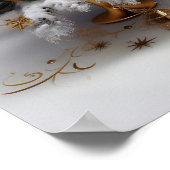 Abstracte witte kerstboom met gouden accenten poster (Hoek)