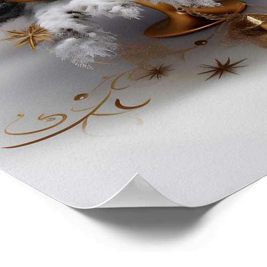 Abstracte witte kerstboom met gouden accenten poster (Hoek)