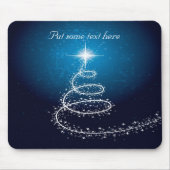 Abstracte witte kerstboom op gloeiend blauw muismat (Voorkant)