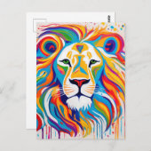 Abstracte witte leeuw kunst briefkaart (Voorkant / Achterkant)