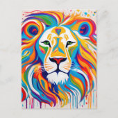 Abstracte witte leeuw kunst briefkaart (Voorkant)
