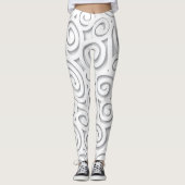Abstracte witte Leggings met schuifwiel (Voorkant)