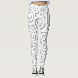 Abstracte witte Leggings met schuifwiel