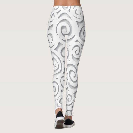 Abstracte witte Leggings met schuifwiel (Achterkant)