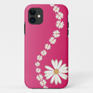 Abstracte witte madeliefjes op roze iPhone 5 hoesj Case-Mate iPhone Case